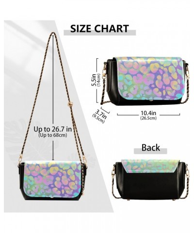 Crossbody Handbag Leopard Wild Animal Print Neon Light PU Leather Shoulder Bag Sturdy Travel Pouch Compact Chic Bag for Women...