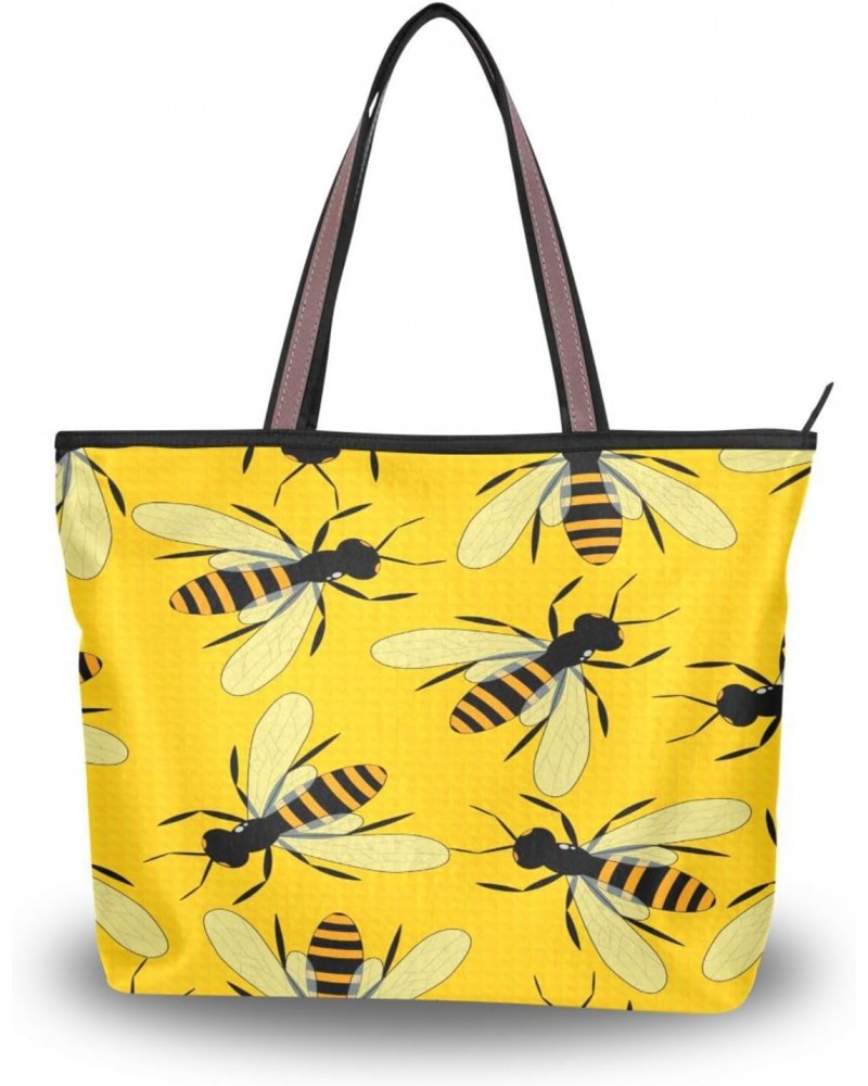 Yellow Bees Women Tote Bag Handbag Large Capacity Shoulder Bags $10.59 Shoulder Bags