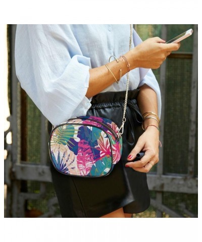 Small Crossbody Bag Tropical Summer Palm Leaves Womens Shoulder Chain Bag PU Leather Small Purse With Tassel $13.19 Shoulder ...