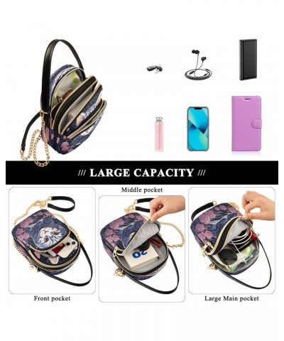 Quilted Crossbody Bags for Women,Cat Pink Floral Women's Crossbody Handbags Small Travel Purses Phone Bag $10.56 Crossbody Bags