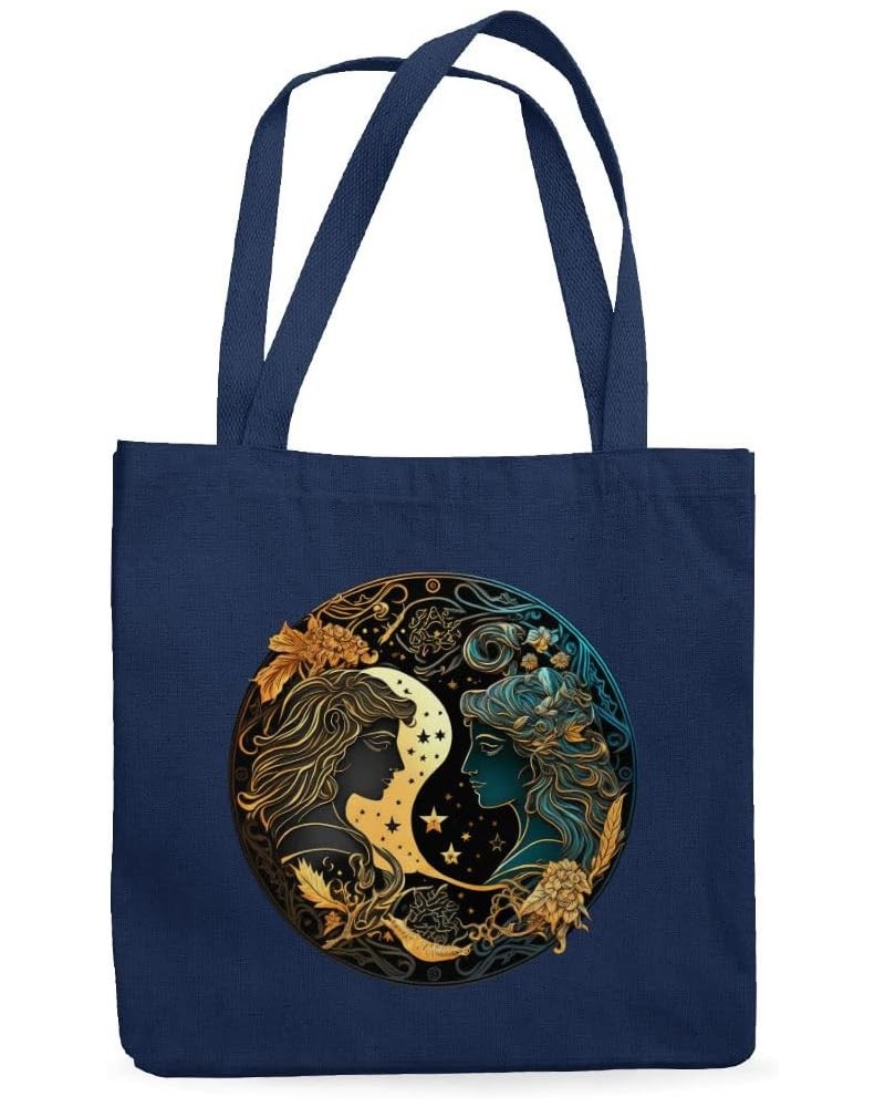 Gemini Canvas Tote Bag - Zodiac Gifts - Gifts for Gemini Navy $18.70 Totes