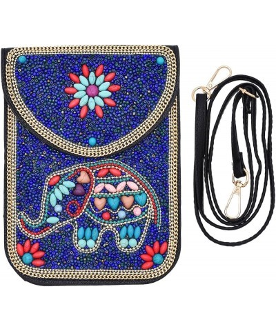 Bohemian Beaded Crossbody Phone Bag for Women Girls Flower Elephant Eye Motifs Small Handbags Blue Elephant $11.00 Crossbody ...