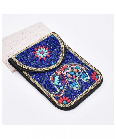 Bohemian Beaded Crossbody Phone Bag for Women Girls Flower Elephant Eye Motifs Small Handbags Blue Elephant $11.00 Crossbody ...