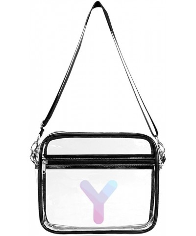 Women Men Clear Crossbody Bag Letter Z Clear Purse PVC Messenger Bag Stadium Approved for Travel Concert Letter Y $12.74 Satc...