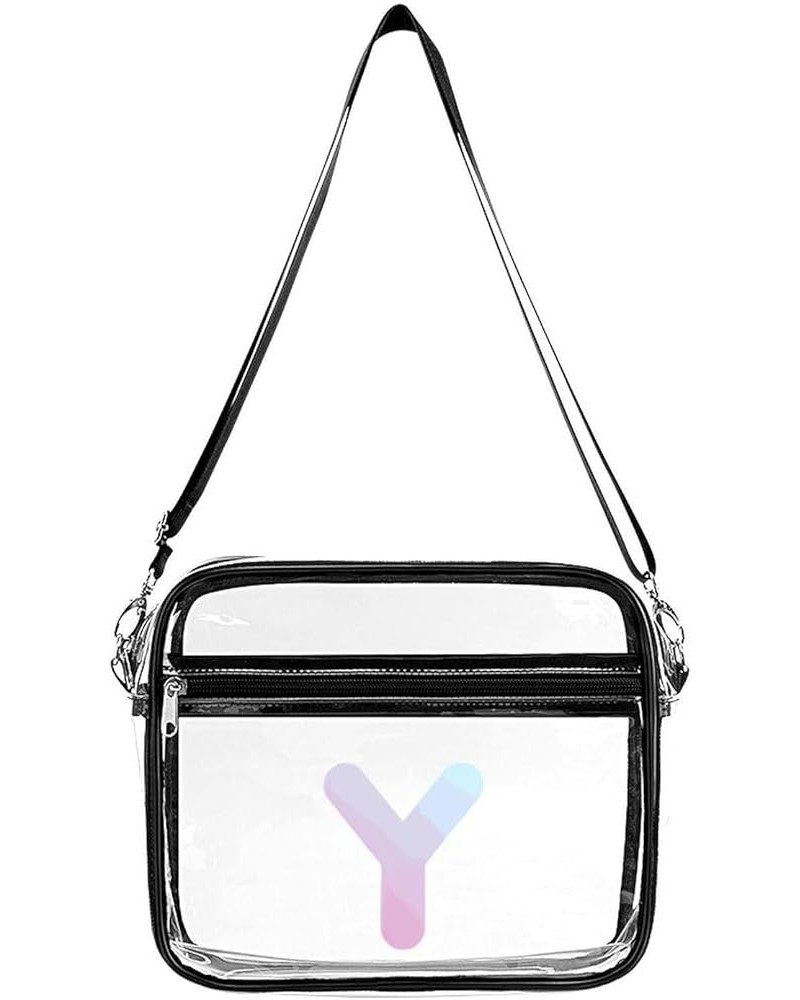 Women Men Clear Crossbody Bag Letter Z Clear Purse PVC Messenger Bag Stadium Approved for Travel Concert Letter Y $12.74 Satc...