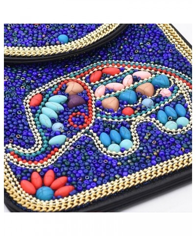 Bohemian Beaded Crossbody Phone Bag for Women Girls Flower Elephant Eye Motifs Small Handbags Blue Elephant $11.00 Crossbody ...