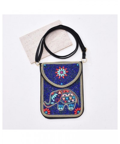 Bohemian Beaded Crossbody Phone Bag for Women Girls Flower Elephant Eye Motifs Small Handbags Blue Elephant $11.00 Crossbody ...