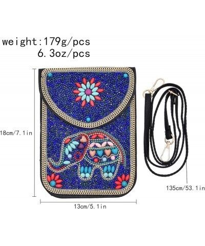 Bohemian Beaded Crossbody Phone Bag for Women Girls Flower Elephant Eye Motifs Small Handbags Blue Elephant $11.00 Crossbody ...