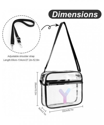 Women Men Clear Crossbody Bag Letter Z Clear Purse PVC Messenger Bag Stadium Approved for Travel Concert Letter Y $12.74 Satc...