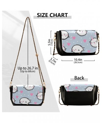 Whales PU Leather Crossbody Handbag for Women Shoulder Purse with Adjustable Metal Chain Waterproof Sling Bag for Shopping Tr...