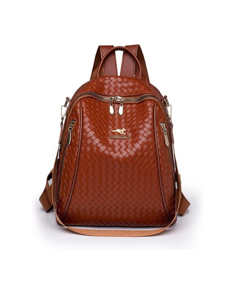 Woven Backpack Women's Multi-Purpose Backpack Casual Large Capacity Shoulder Bag, Khaki, 26 * 11 * 32CM 26*11*32CM Brown $23....