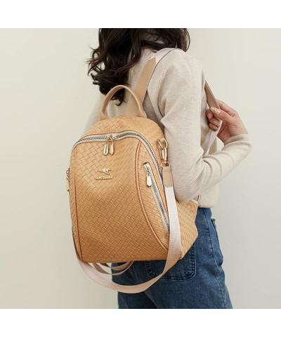 Woven Backpack Women's Multi-Purpose Backpack Casual Large Capacity Shoulder Bag, Khaki, 26 * 11 * 32CM 26*11*32CM Brown $23....