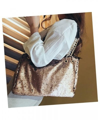 2pcs Large Capacity Chain Bag Reversible Tote Bags For Women Iridescent Purse Sparkly Tote Bag Versatile Khakix2pcs $13.87 Totes