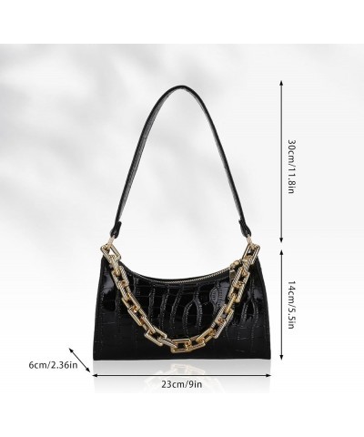 Small Purse for Women Retro Classic Clutch Shoulder Tote Handbag Trendy Crocodile Leather Bag with Chain Dark Brown $8.50 Totes