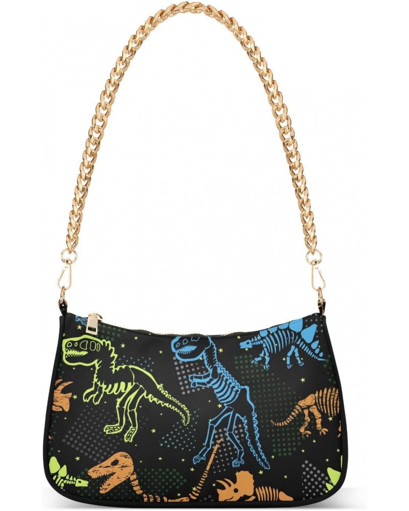 Shoulder Bag Neon Dino Skeleton Doodle Women Clutch Handbag Shoulder Purch Date Chain Bag Tote Bag Spring Holiday Birthday Gi...