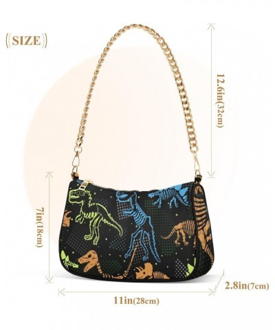 Shoulder Bag Neon Dino Skeleton Doodle Women Clutch Handbag Shoulder Purch Date Chain Bag Tote Bag Spring Holiday Birthday Gi...