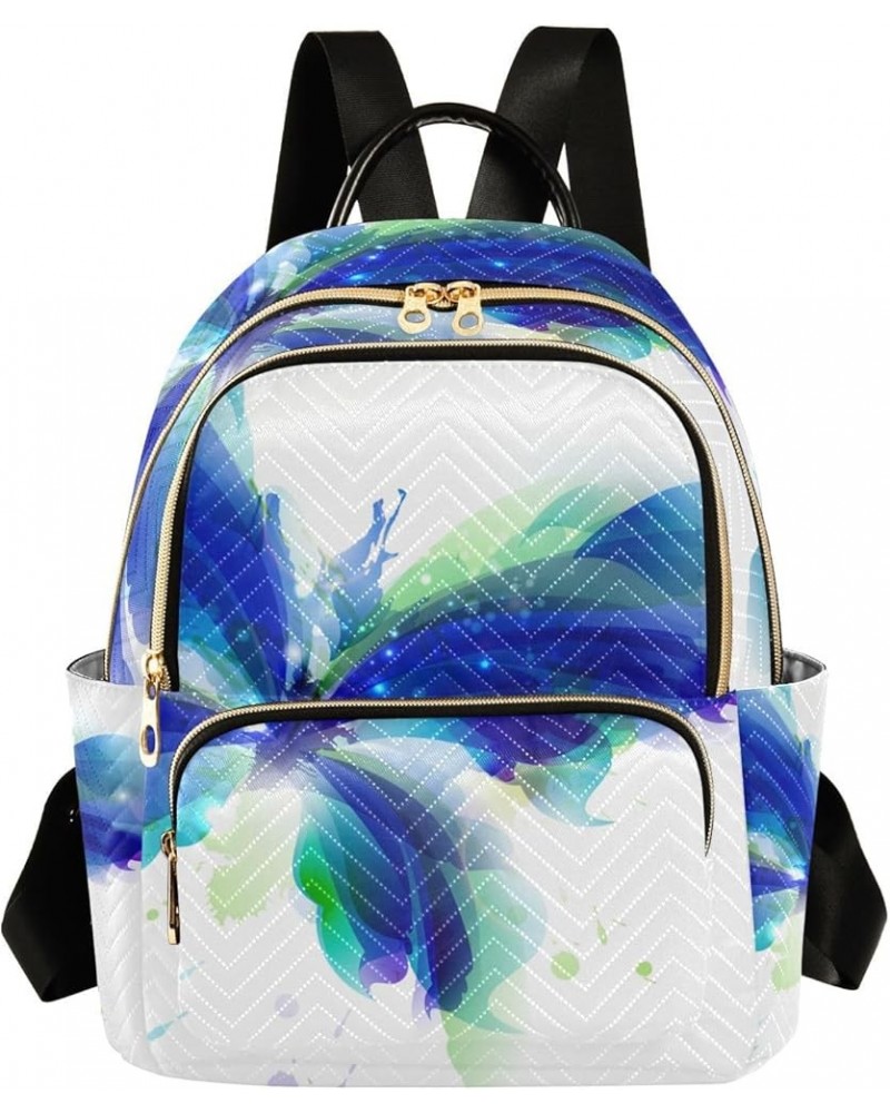 Small Backpack for Women Travel Bag Abstract Blue Butterfly Daypack Purse Fashion Shoulder Bag Rucksack Medium B730 $13.00 Ba...