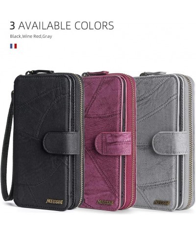 for Google Pixel6 Magnetic flip Phone case, Zipper Bag with Multiple Card Slots Phone case Wine red (Color : Gray, Size : Pix...