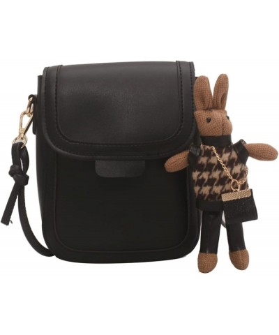 Cell Phone Bag with Strap and Rabbit Doll, Crossbody Bag Shoulder Bag for Girls, 4 Colors (Black) Black $12.23 Totes