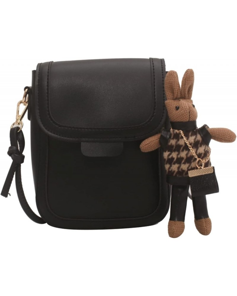 Cell Phone Bag with Strap and Rabbit Doll, Crossbody Bag Shoulder Bag for Girls, 4 Colors (Black) Black $12.23 Totes