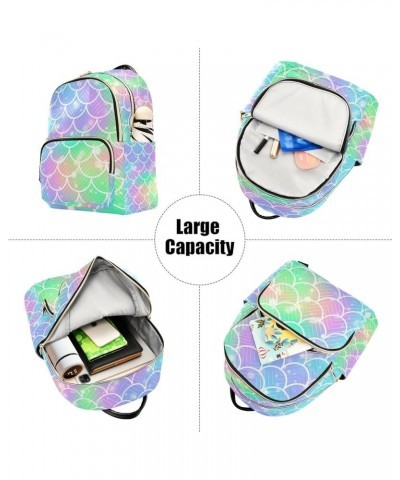 Small Backpack for Women Travel Bag Rainbow Mermaid Scale Daypack Purse Fashion Shoulder Bag Rucksack Small A309 $11.18 Backp...