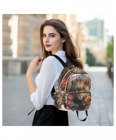 New Year Deer Bird Quilted Backpack Aesthetic Mini Backpack Travel Purse Head of Leopard Small $19.59 Backpacks