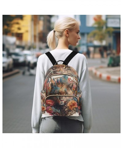 New Year Deer Bird Quilted Backpack Aesthetic Mini Backpack Travel Purse Head of Leopard Small $19.59 Backpacks