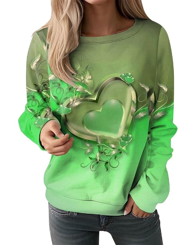 Valentine's Day Sweatshirt Women Love Heart Grahic Drop Shoulder Round Neck Plus Size Casual Loose Blouses Shirts 2-green $8....