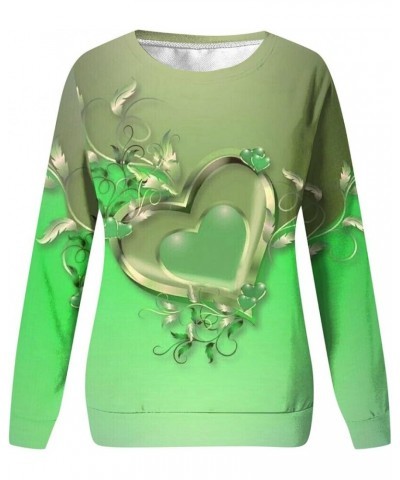 Valentine's Day Sweatshirt Women Love Heart Grahic Drop Shoulder Round Neck Plus Size Casual Loose Blouses Shirts 2-green $8....