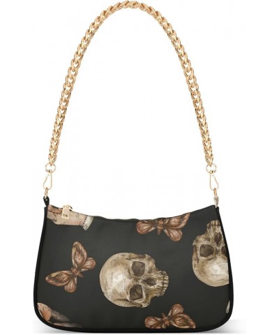 Floral Dream Catcher Shoulder Handbag for Women Hobo Tote Handbag Small Clutch Purse Vintage Mystic Skull Moth $12.18 Totes