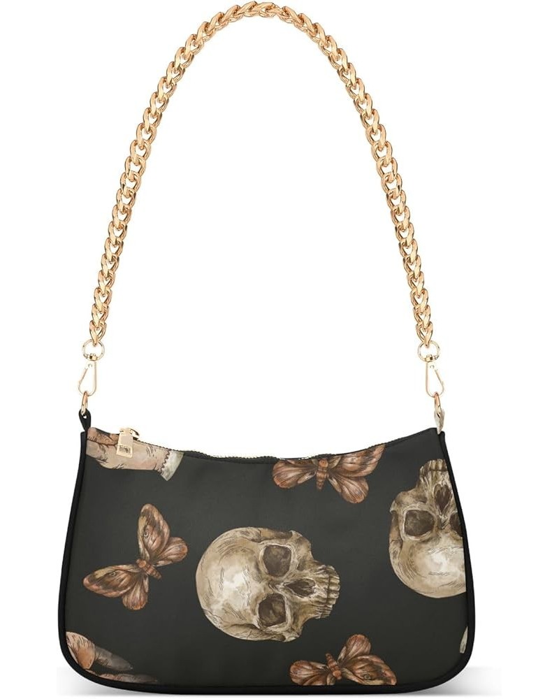 Floral Dream Catcher Shoulder Handbag for Women Hobo Tote Handbag Small Clutch Purse Vintage Mystic Skull Moth $12.18 Totes