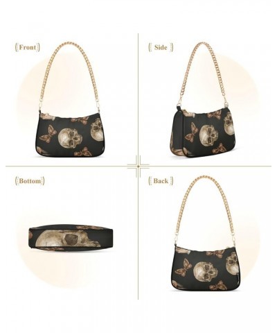 Floral Dream Catcher Shoulder Handbag for Women Hobo Tote Handbag Small Clutch Purse Vintage Mystic Skull Moth $12.18 Totes