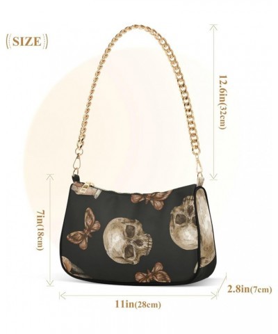 Floral Dream Catcher Shoulder Handbag for Women Hobo Tote Handbag Small Clutch Purse Vintage Mystic Skull Moth $12.18 Totes