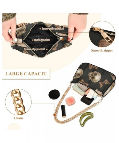 Floral Dream Catcher Shoulder Handbag for Women Hobo Tote Handbag Small Clutch Purse Vintage Mystic Skull Moth $12.18 Totes