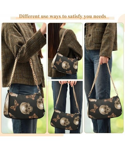 Floral Dream Catcher Shoulder Handbag for Women Hobo Tote Handbag Small Clutch Purse Vintage Mystic Skull Moth $12.18 Totes