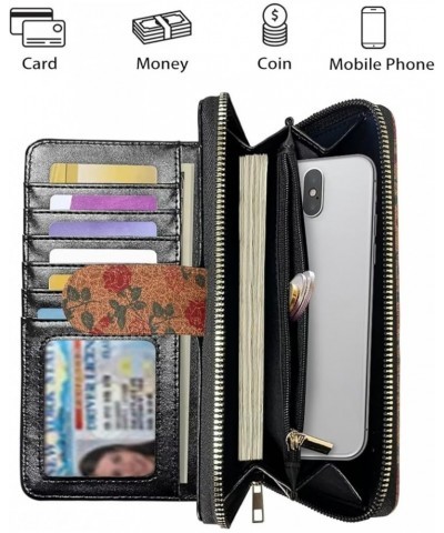 Blue Daisy Wallet for Women, Fashion Soft Leather Moneybag With Phone Zipper Pocket horse rose $18.69 Wallets