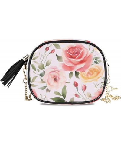 Women's Rose Pink Flower Tropical Plant Crossbody Bag Fashion Purses Bag Cross Body Bag Shoulder Handbag with Adjustable Chai...