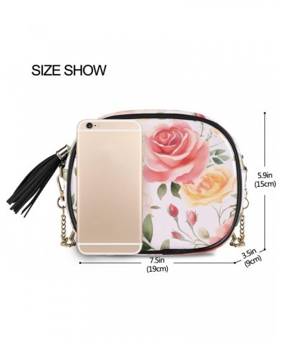 Women's Rose Pink Flower Tropical Plant Crossbody Bag Fashion Purses Bag Cross Body Bag Shoulder Handbag with Adjustable Chai...