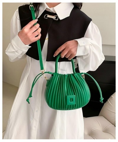 Hobo Bag Small Purse Women Leather Shoulder Bag Pleat Fashion Cute Designer Handbag Green $16.21 Totes