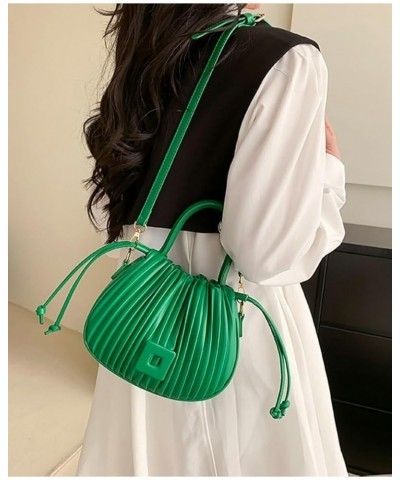 Hobo Bag Small Purse Women Leather Shoulder Bag Pleat Fashion Cute Designer Handbag Green $16.21 Totes