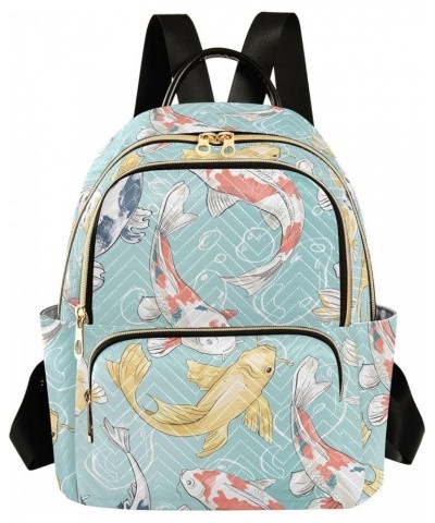 Koi and Bubbles Women Backpack Purse Shoulder Bag Color Medium $17.81 Backpacks