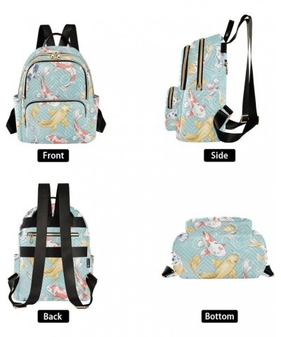 Koi and Bubbles Women Backpack Purse Shoulder Bag Color Medium $17.81 Backpacks