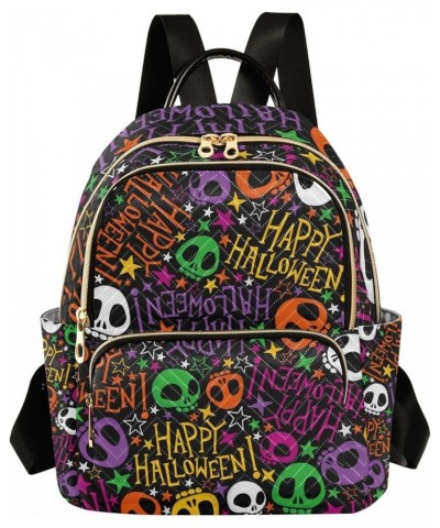 Festive Halloween Skulls Colorful Woman's Backpack, Women's Travel Backpack, Day Trip Backpack for Women, M Festive Halloween...