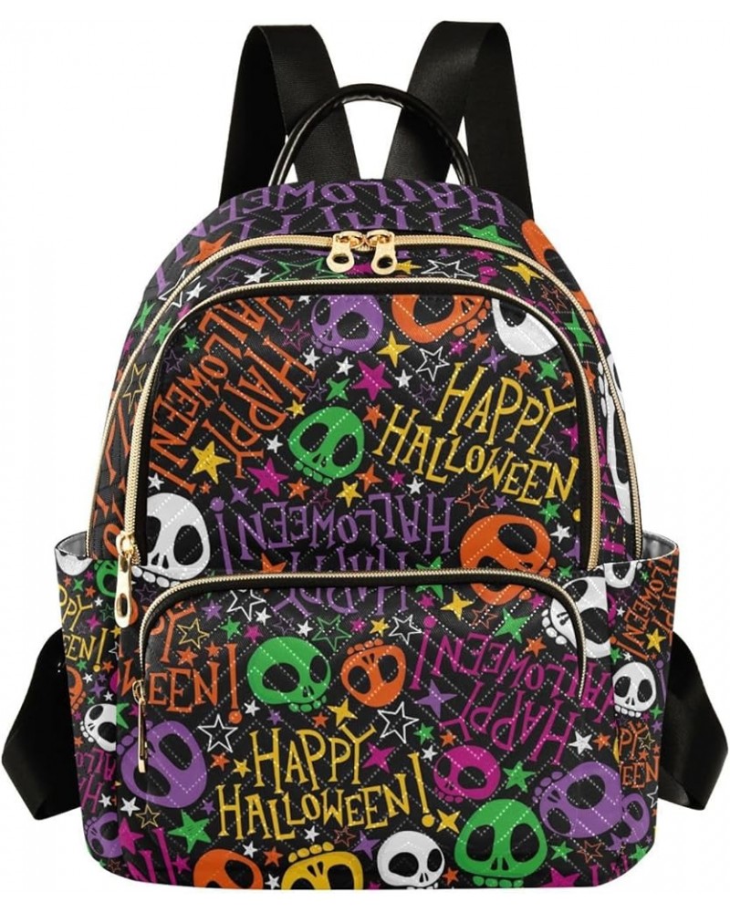 Festive Halloween Skulls Colorful Woman's Backpack, Women's Travel Backpack, Day Trip Backpack for Women, M Festive Halloween...