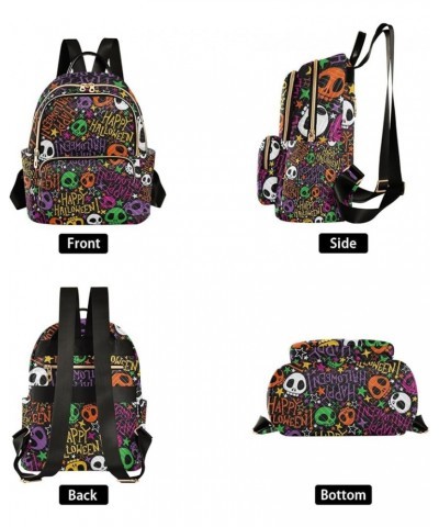 Festive Halloween Skulls Colorful Woman's Backpack, Women's Travel Backpack, Day Trip Backpack for Women, M Festive Halloween...