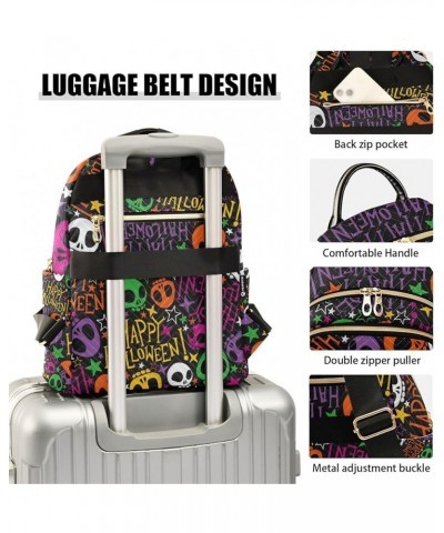 Festive Halloween Skulls Colorful Woman's Backpack, Women's Travel Backpack, Day Trip Backpack for Women, M Festive Halloween...