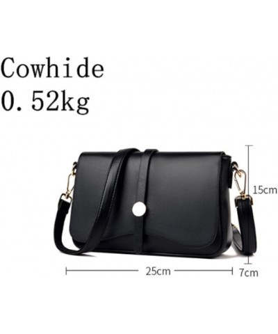 Vintage Crossbody Cowhide Cell Phone Shoulder Bag Genuine Leather Messenger Bags For Women Wallet HandBags,Black,25*7*15cm Kh...