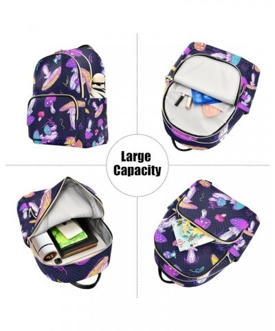 Botanic Women Backpack Wild Mushroom Magic Doodle Anti-Theft Travel Backpack with Luggage Belt Lightweight Handbag Lady Purse...