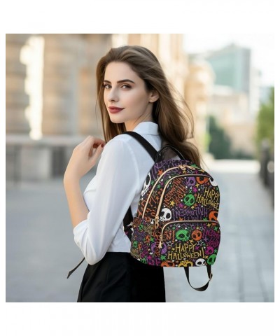 Festive Halloween Skulls Colorful Woman's Backpack, Women's Travel Backpack, Day Trip Backpack for Women, M Festive Halloween...