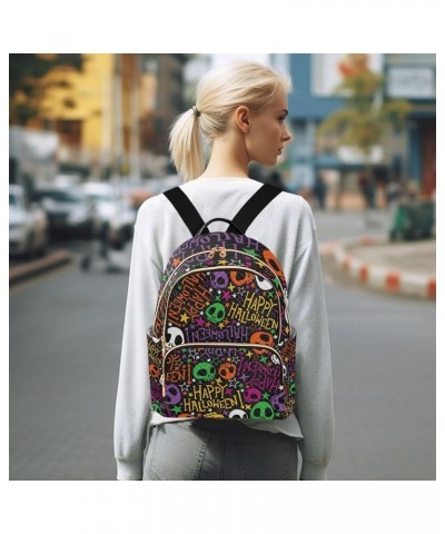 Festive Halloween Skulls Colorful Woman's Backpack, Women's Travel Backpack, Day Trip Backpack for Women, M Festive Halloween...